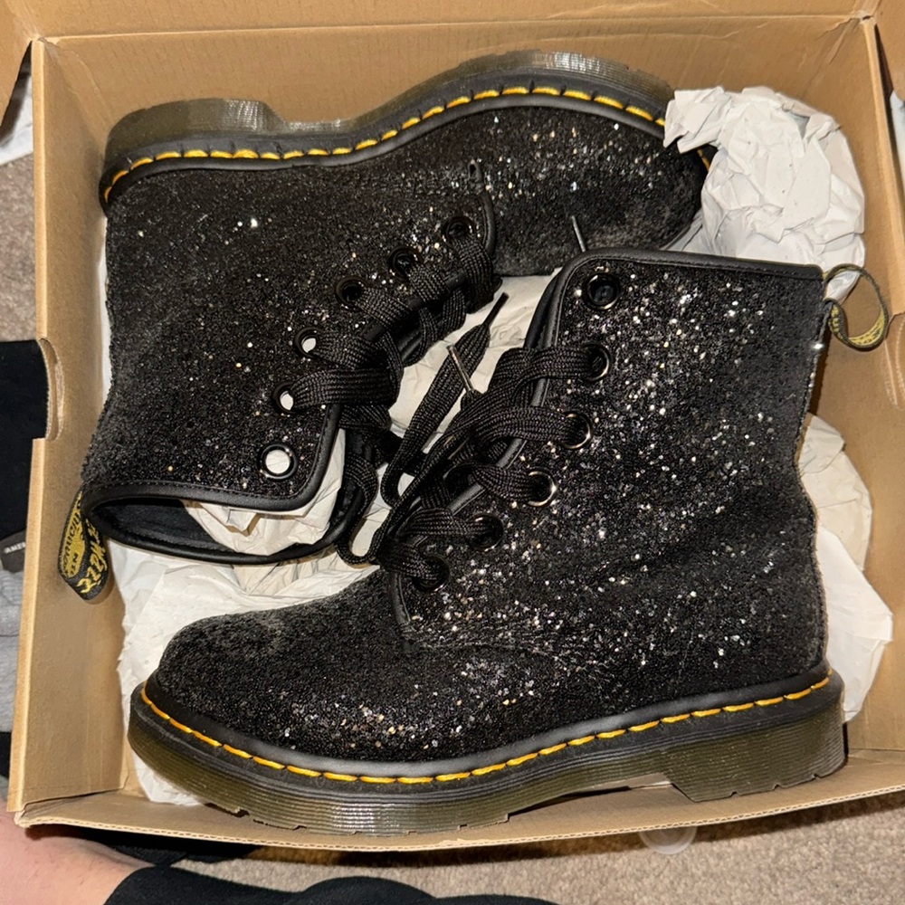 Brand new in a box dr martin glittery black boots